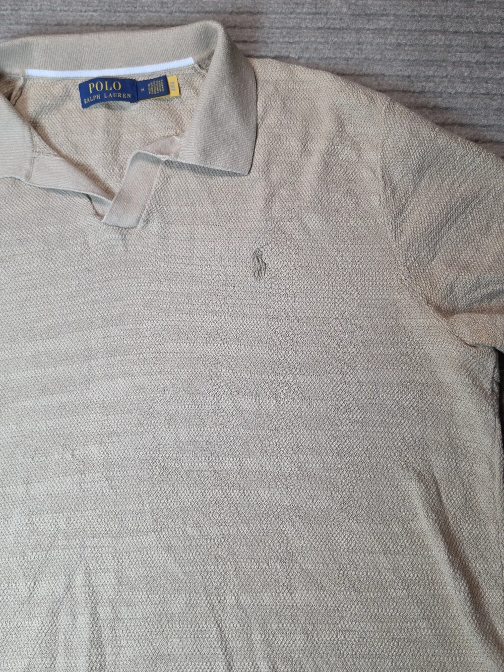 Polo Ralph Lauren Men's Cotton-Linen Johnny-Collar Sweater Tan Medium